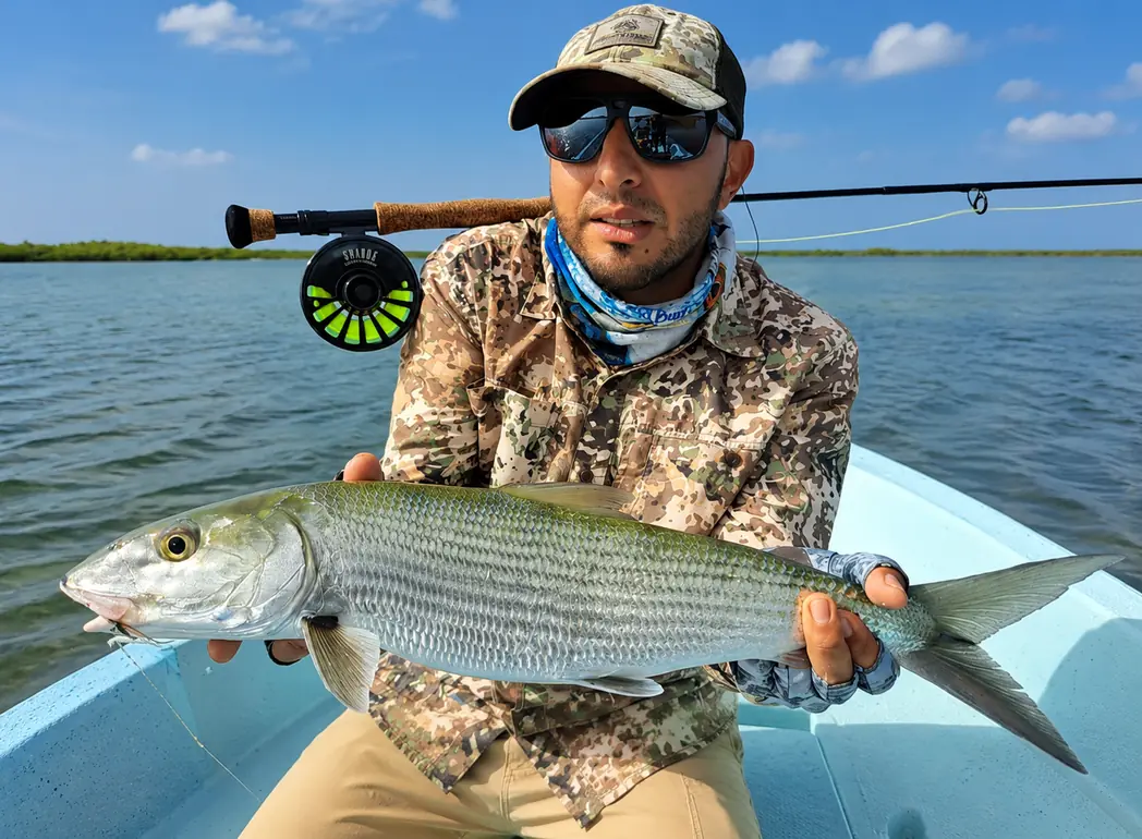 Bonefish caught while fly fishing Cozumel