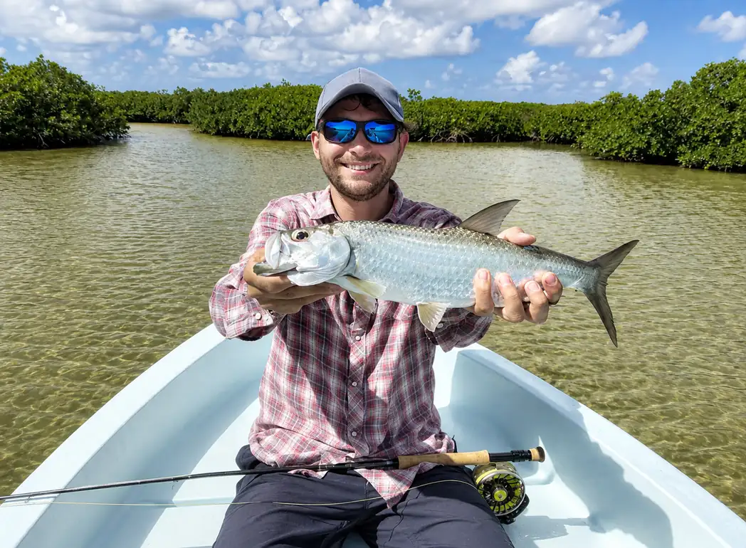 Tarpon caught while fly fishing Cozumel