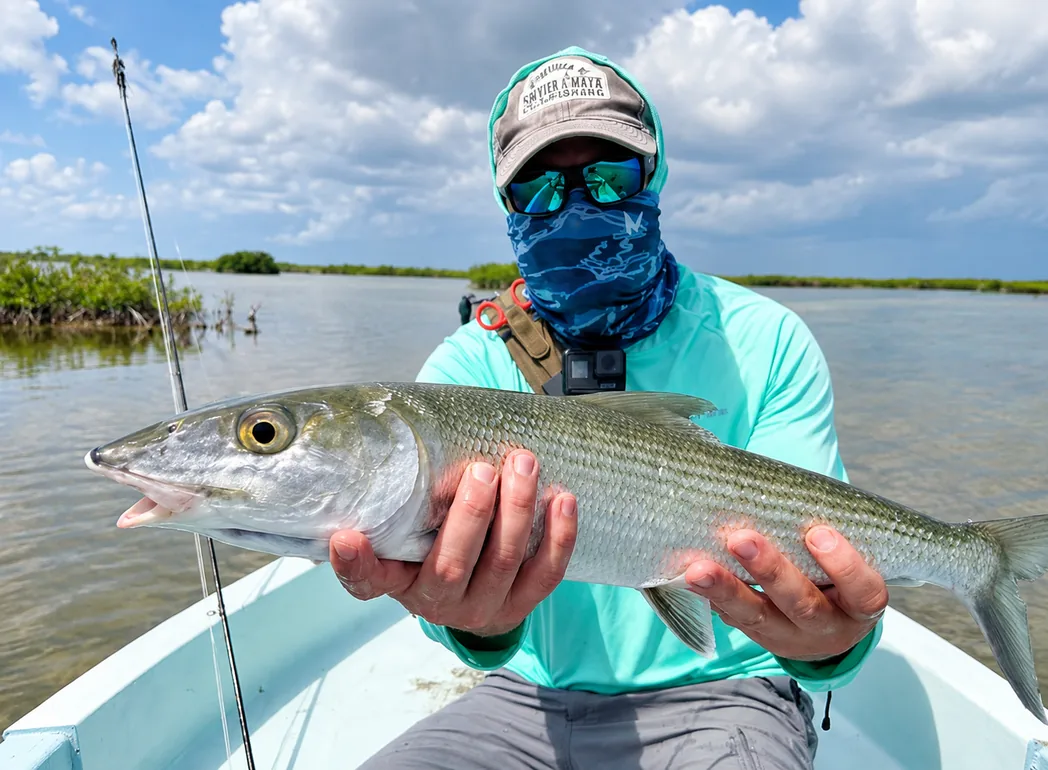Bonefish caught while fly fishing Cozumel