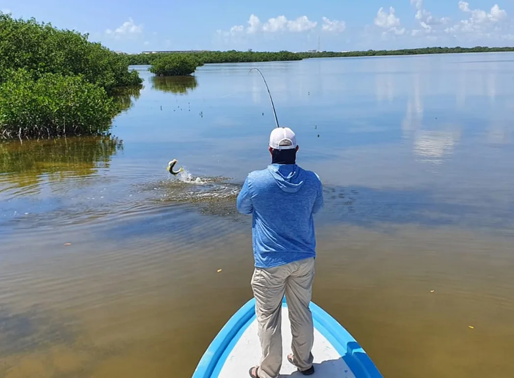 Fly fishing the shallow flats of Isla Blanca