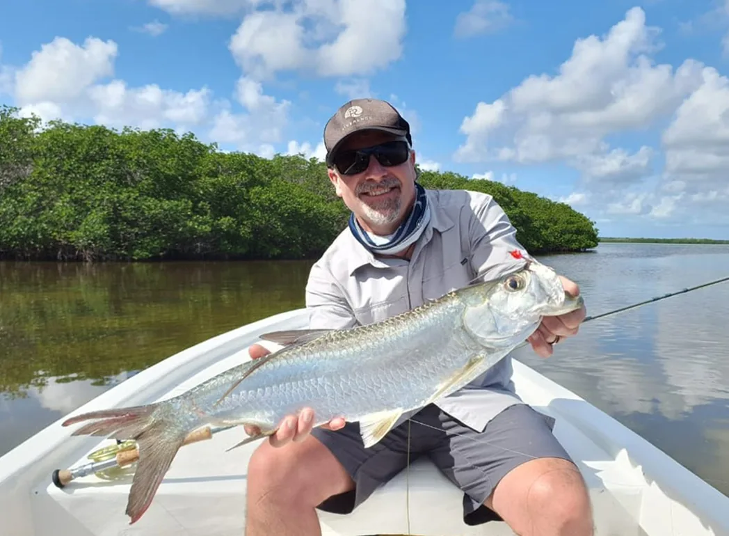 Tarpon caught while fly fishing Isla Blanca