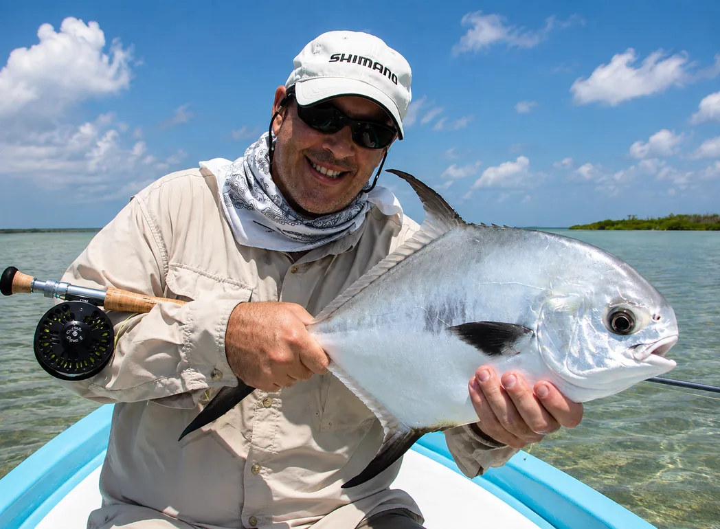 Permit caught while fly fishing Isla Blanca