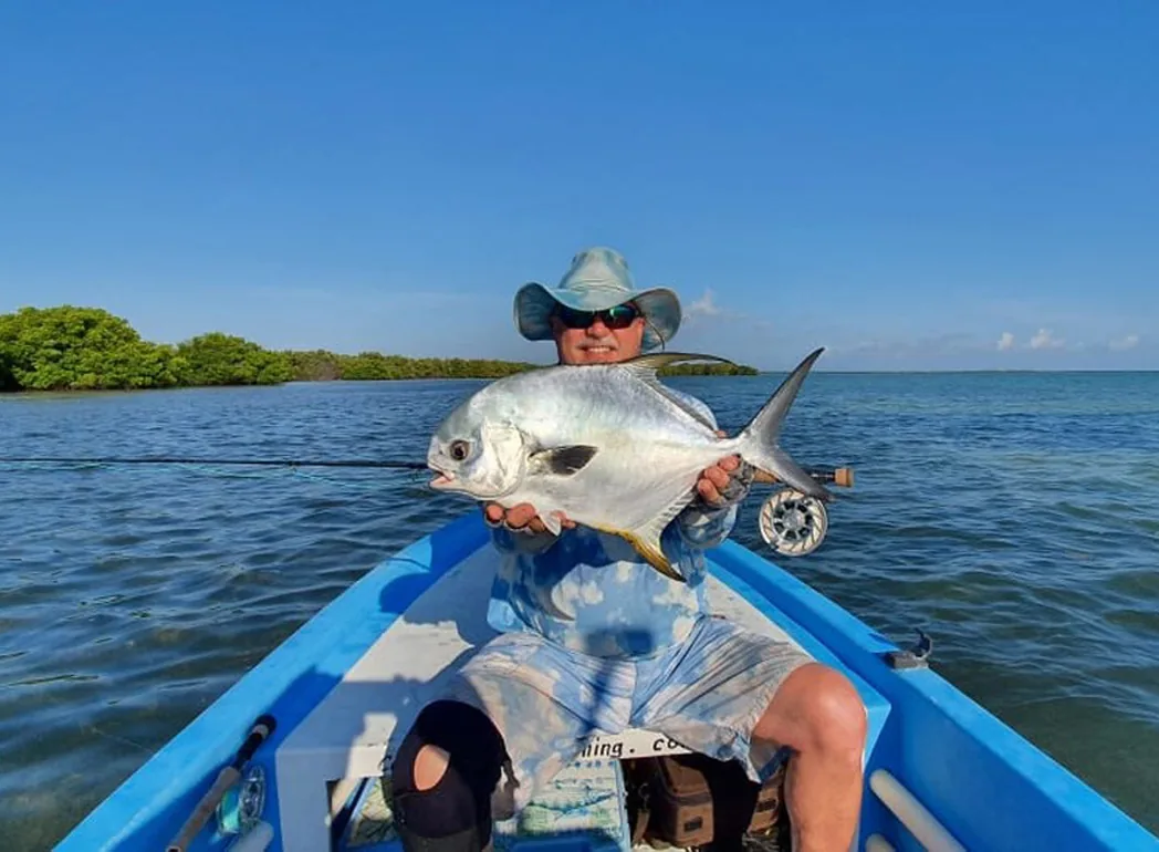 Permit caught while fly fishing Isla Blanca