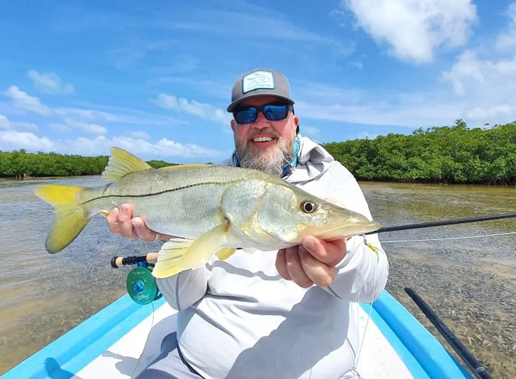 Snook caught while fly fishing Isla Blanca