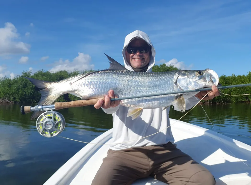 Tarpon caught while fly fishing Isla Blanca
